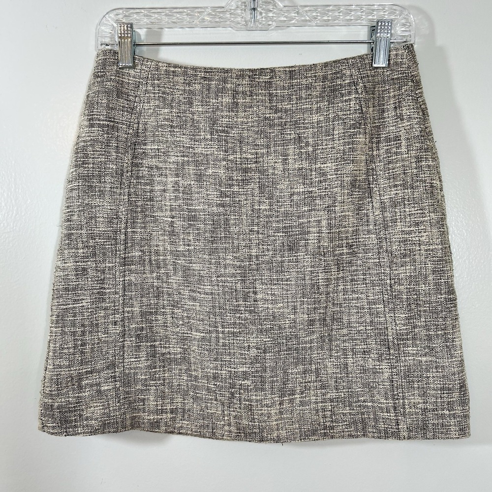 Ann Taylor LOFT Tweed Skirt size 0 Gray Black Career Preppy Academia